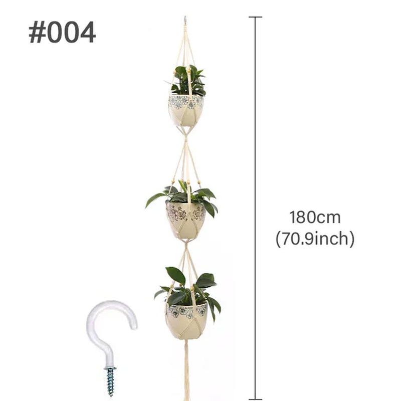 Macrame Hanging Planter - Decorative Wall Plant Holder and Flower Basket for Balcony Decor