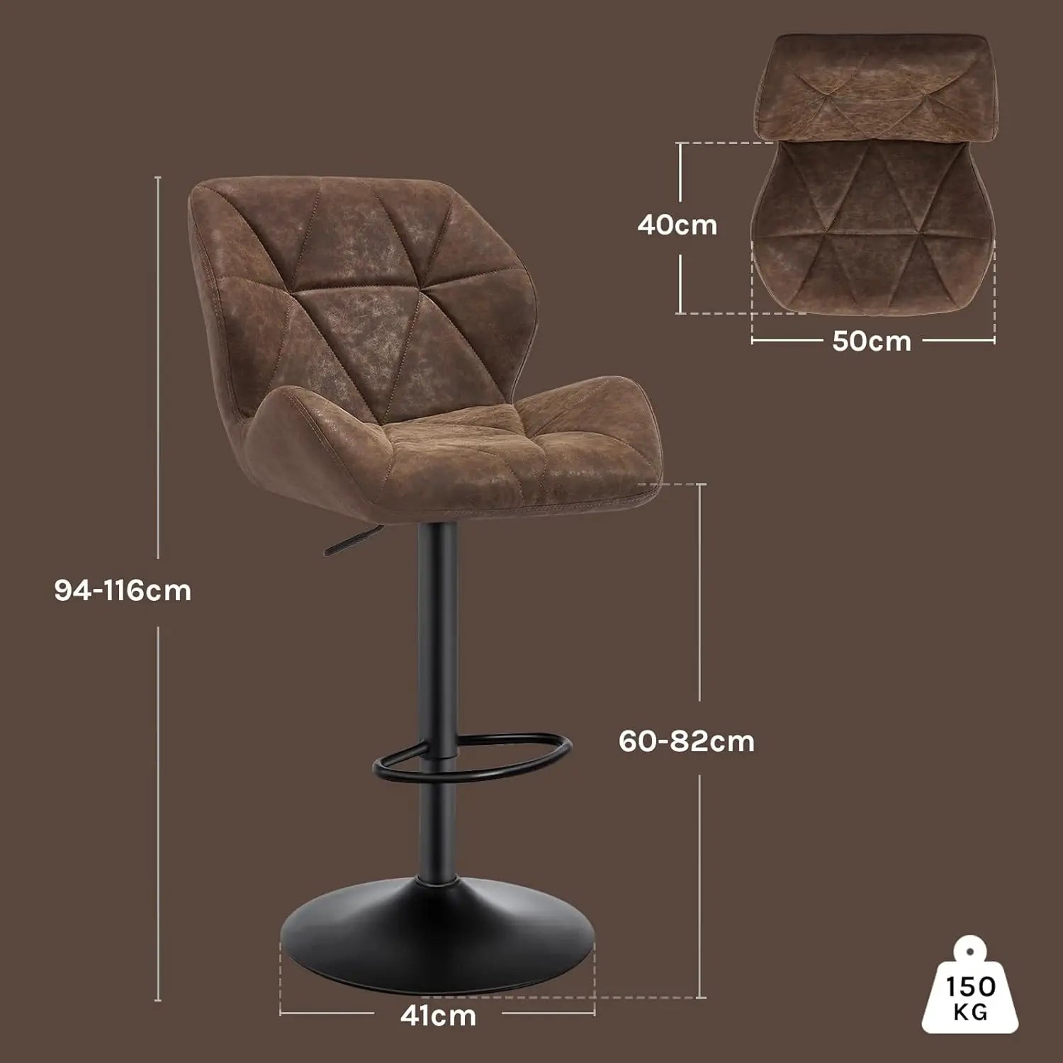 WOLTU Adjustable Swivel Bar Stool with Steel Footrest for Kitchen Island and Breakfast Dining