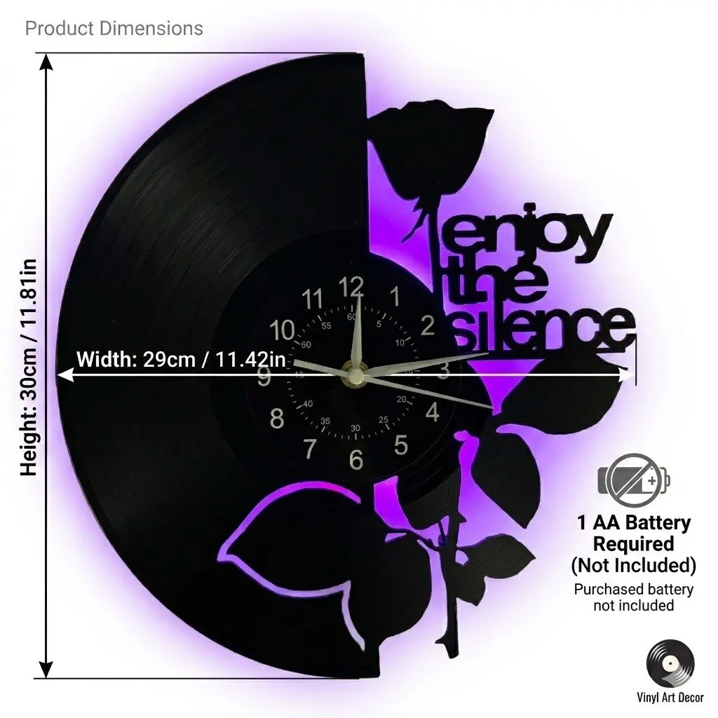 Rose-Shaped LED Vinyl Wall Clock - Modern Floral Design, Silent Operation, Ideal for Home Decor and Gift Giving