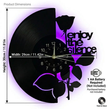 Rose-Shaped LED Vinyl Wall Clock - Modern Floral Design, Silent Operation, Ideal for Home Decor and Gift Giving
