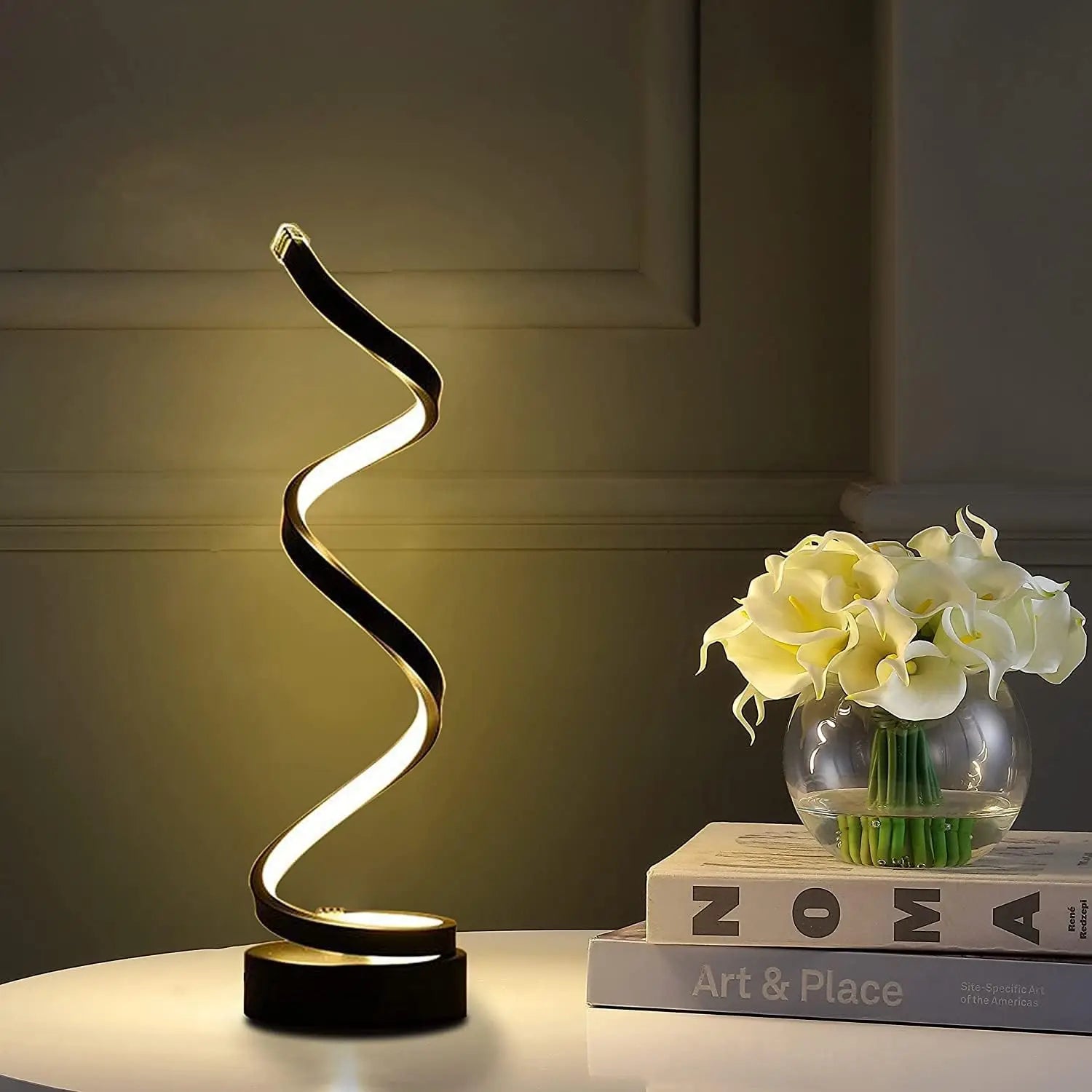 Modern Spiral Dimmable LED Table Lamp - Stylish Bedside and Nightstand Lighting for Living Room, Bedroom, and Office