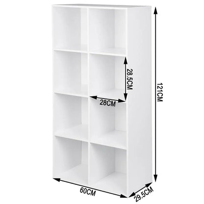 Freestanding Book Shelf with 8 Storage Cubes - Versatile Organizer for Living Room, Bedroom, and Office Furniture