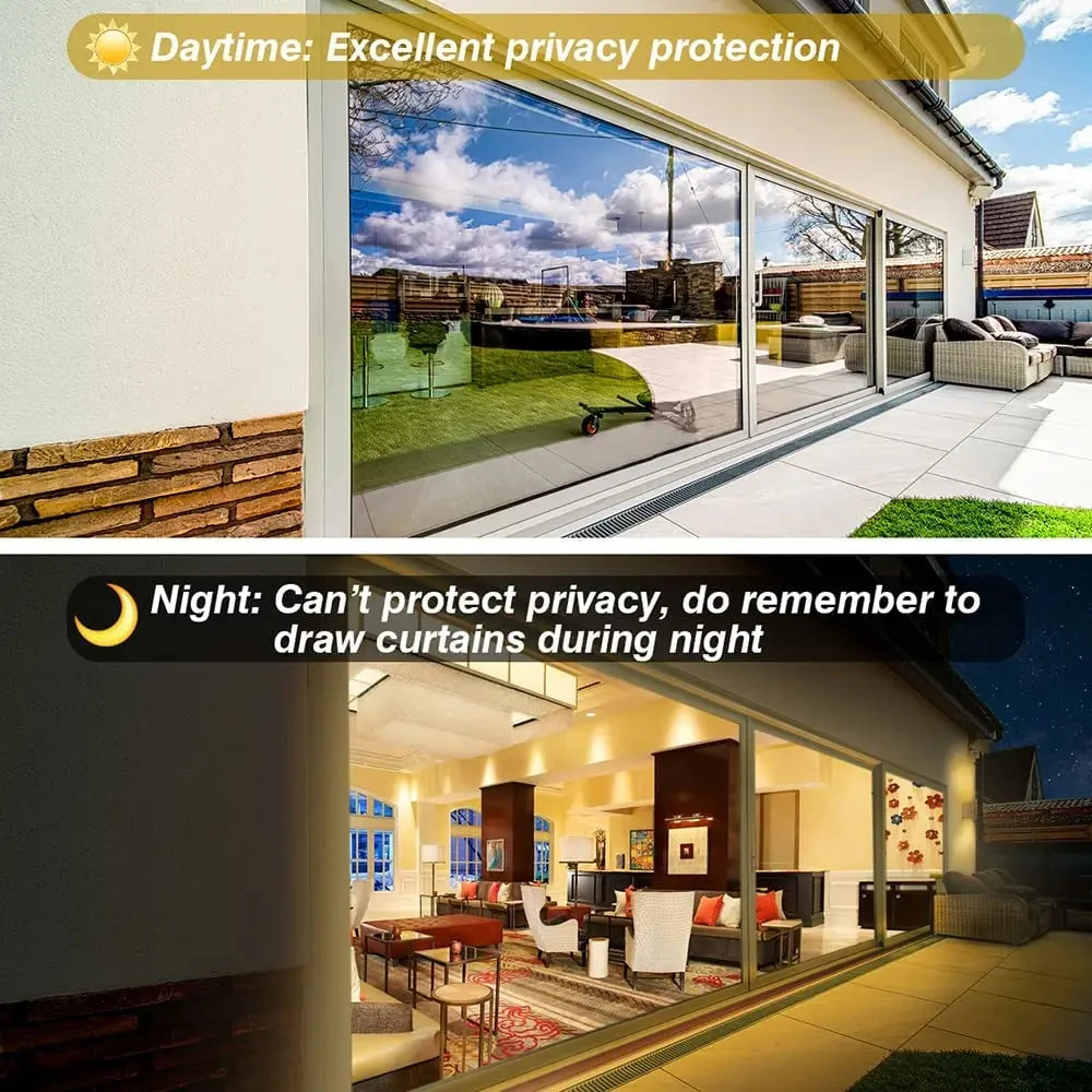 One-Way Mirror Window Privacy Film - Heat Control Reflective Vinyl Film for Enhanced Privacy
