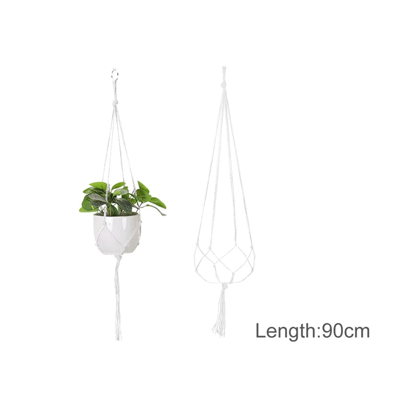 Macrame Hanging Planter - Decorative Wall Plant Holder and Flower Basket for Balcony Decor