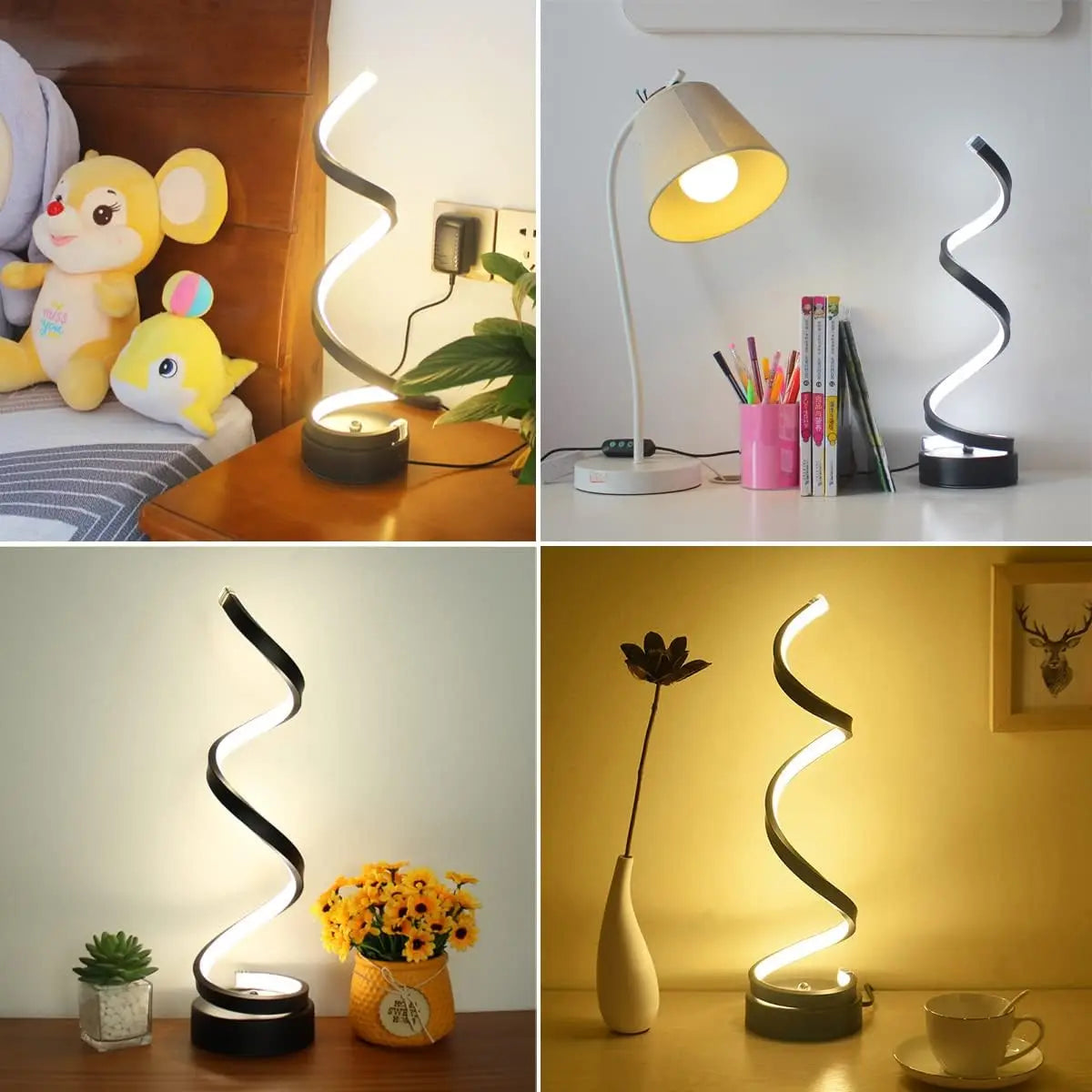 Modern Spiral Dimmable LED Table Lamp - Stylish Bedside and Nightstand Lighting for Living Room, Bedroom, and Office