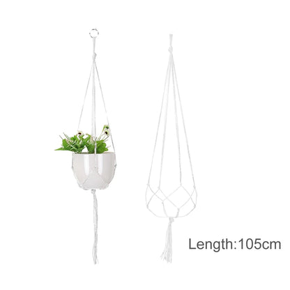 Macrame Hanging Planter - Decorative Wall Plant Holder and Flower Basket for Balcony Decor