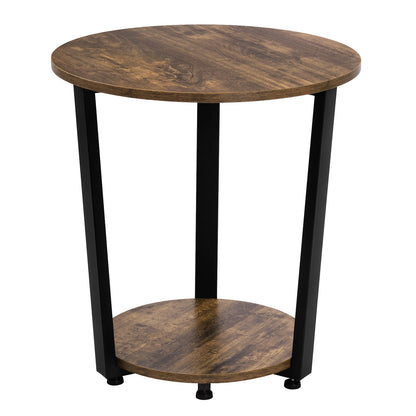 Modern Round Coffee Table with Dual Shelves - Versatile Sofa and Bedside Table for Living Room and Bedroom
