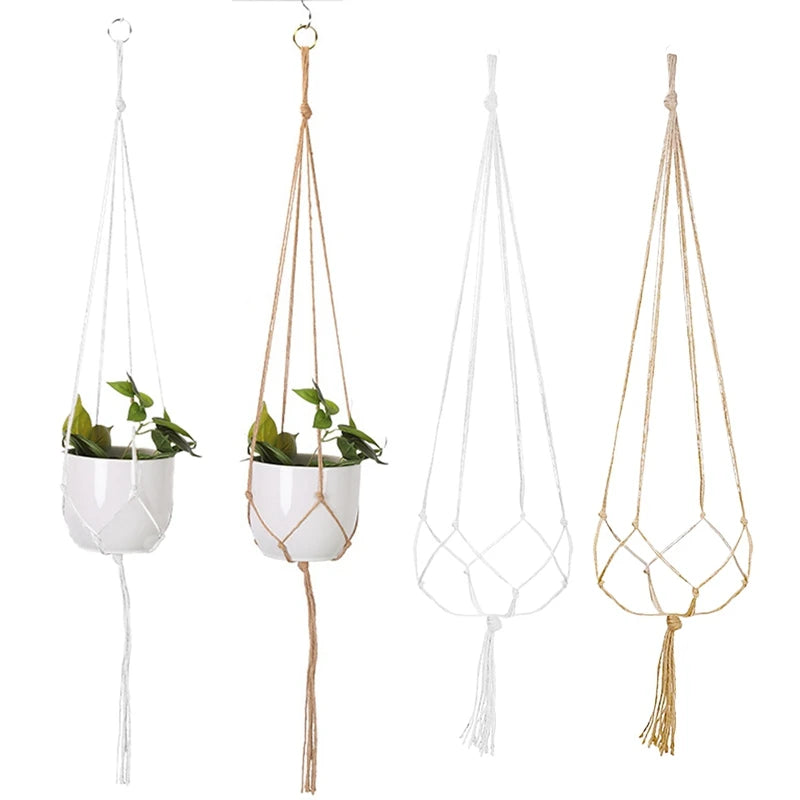 Macrame Hanging Planter - Decorative Wall Plant Holder and Flower Basket for Balcony Decor