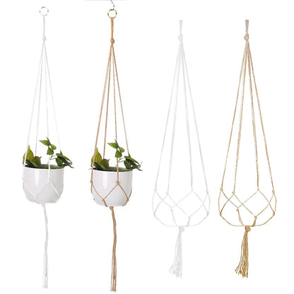 Macrame Hanging Planter - Decorative Wall Plant Holder and Flower Basket for Balcony Decor