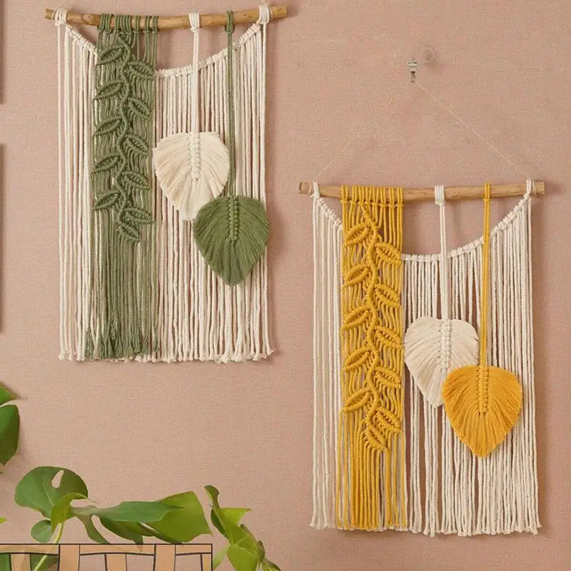 Hand-Woven Bohemian Macrame Wall Tapestry - Elegant Colorful Wall Hanging Decor