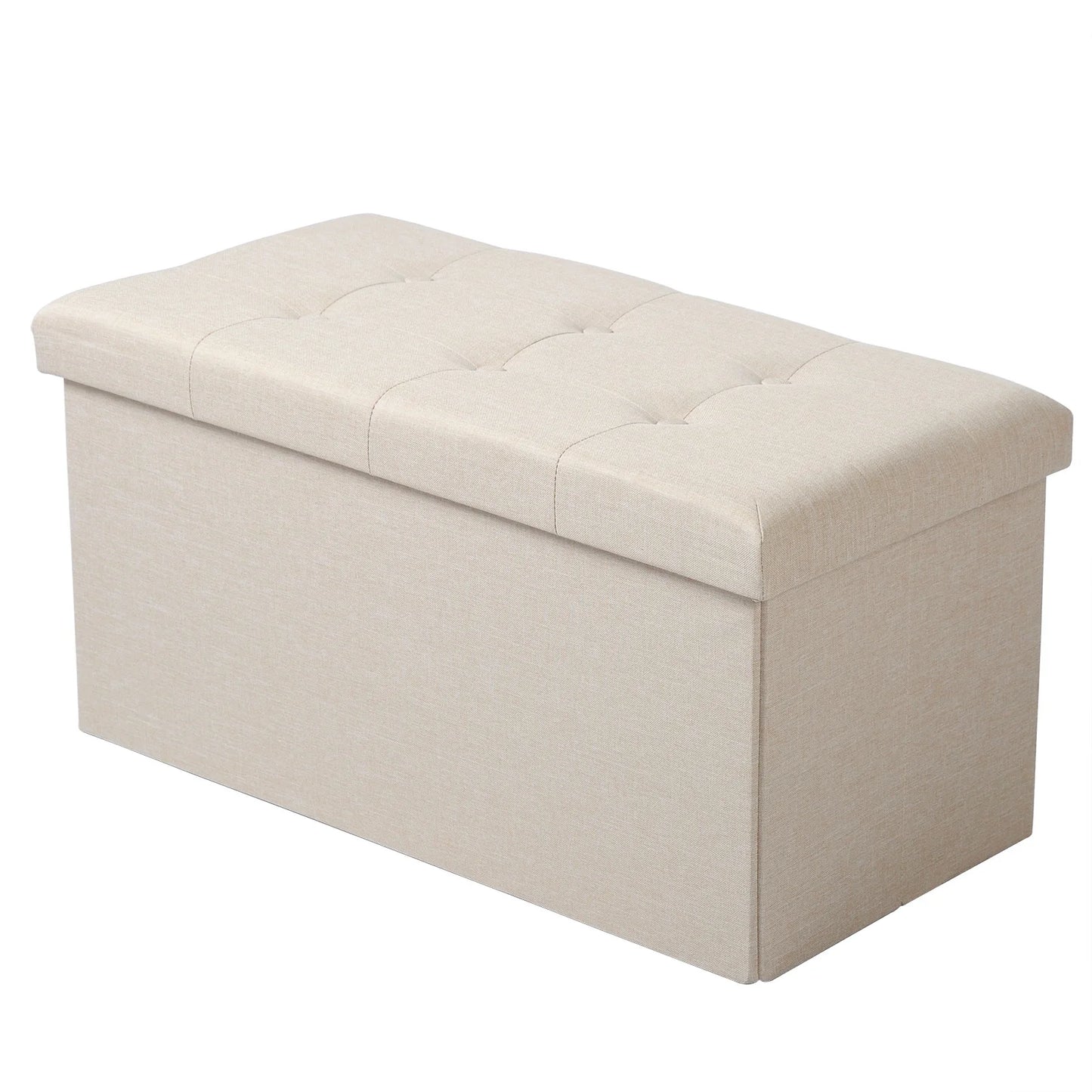 Multifunctional Upholstered Storage Ottoman with Removable Lid and Folding Design