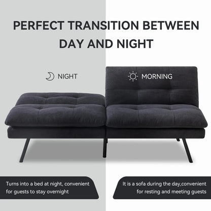 Hcore Memory Foam Futon Sofa Bed - Convertible Black Sleeper Loveseat for Small Spaces