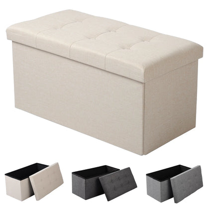 Multifunctional Upholstered Storage Ottoman with Removable Lid and Folding Design
