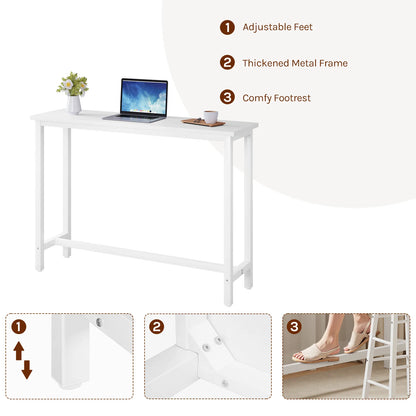 Metal Kitchen Bar Table with Footrest - Versatile Breakfast, Dining, and Coffee Table for Living Room and Entryway