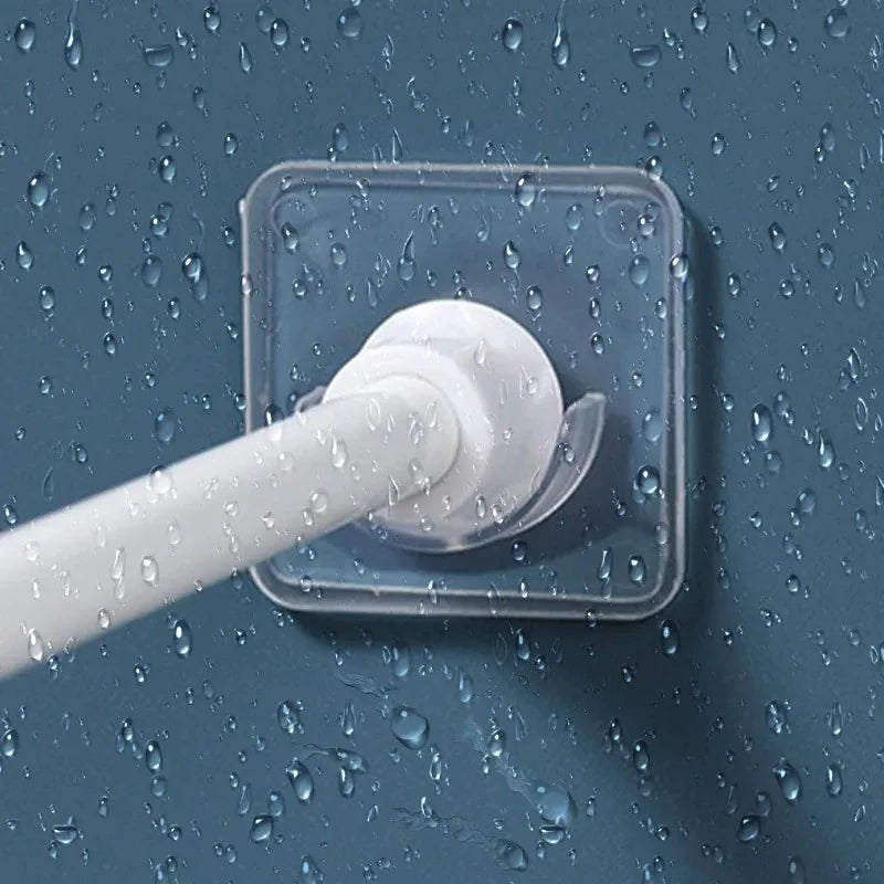 Telescopic Pole Support Sticker - Nail-Free Adjustable Rod Holder with Crossbar Wall Hooks and Fixing Bracket (2/6/8 Pieces)