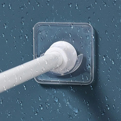 Telescopic Pole Support Sticker - Nail-Free Adjustable Rod Holder with Crossbar Wall Hooks and Fixing Bracket (2/6/8 Pieces)