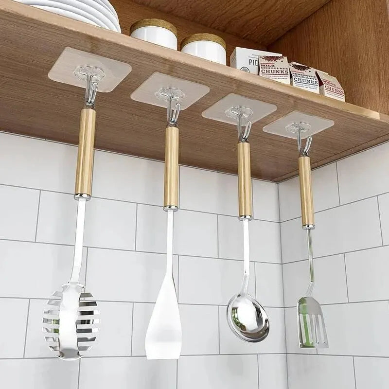 30-Piece Transparent Strong Self-Adhesive Wall and Door Hooks - Heavy-Duty Suction Cup Hangers for Kitchen and Bathroom Use