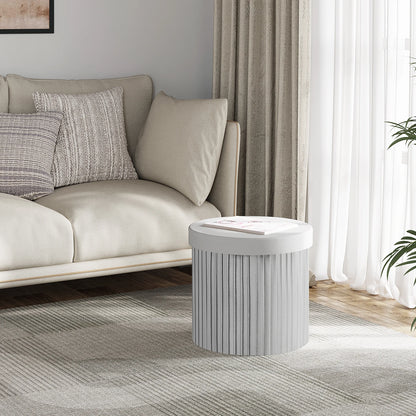Velvet Round Ottoman with MDF Foldable Design and Removable Padded Lid - Stylish Storage Solution for Living Room Footstool