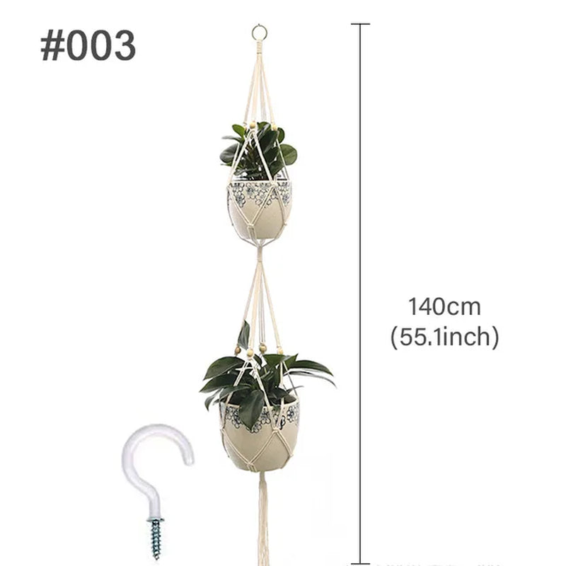 Macrame Hanging Planter - Decorative Wall Plant Holder and Flower Basket for Balcony Decor