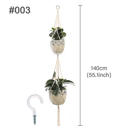 Macrame Hanging Planter - Decorative Wall Plant Holder and Flower Basket for Balcony Decor