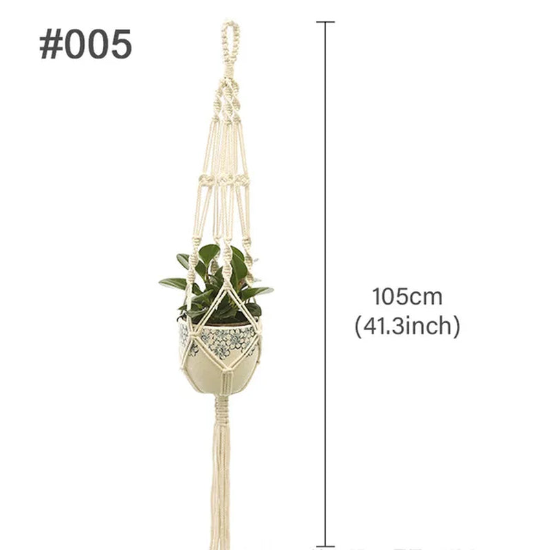 Macrame Hanging Planter - Decorative Wall Plant Holder and Flower Basket for Balcony Decor