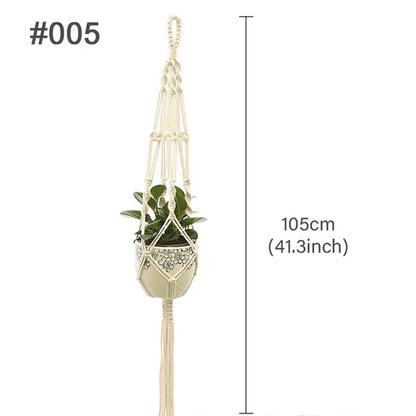 Macrame Hanging Planter - Decorative Wall Plant Holder and Flower Basket for Balcony Decor