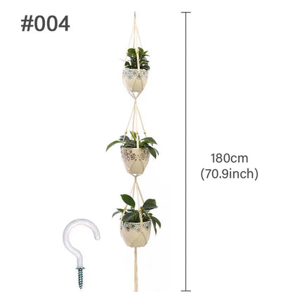Macrame Hanging Planter - Decorative Wall Plant Holder and Flower Basket for Balcony Decor
