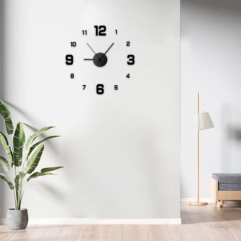 Frameless DIY Wall Clock Decal - Silent Home Decor for Living Room and Office
