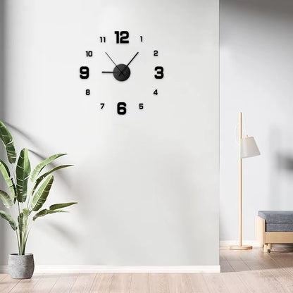 Frameless DIY Wall Clock Decal - Silent Home Decor for Living Room and Office