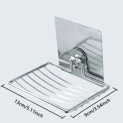 Single Layer Stainless Steel Soap Rack - Punch-Free Wall-Mounted Drainage Shelf with Sucker for Bathroom