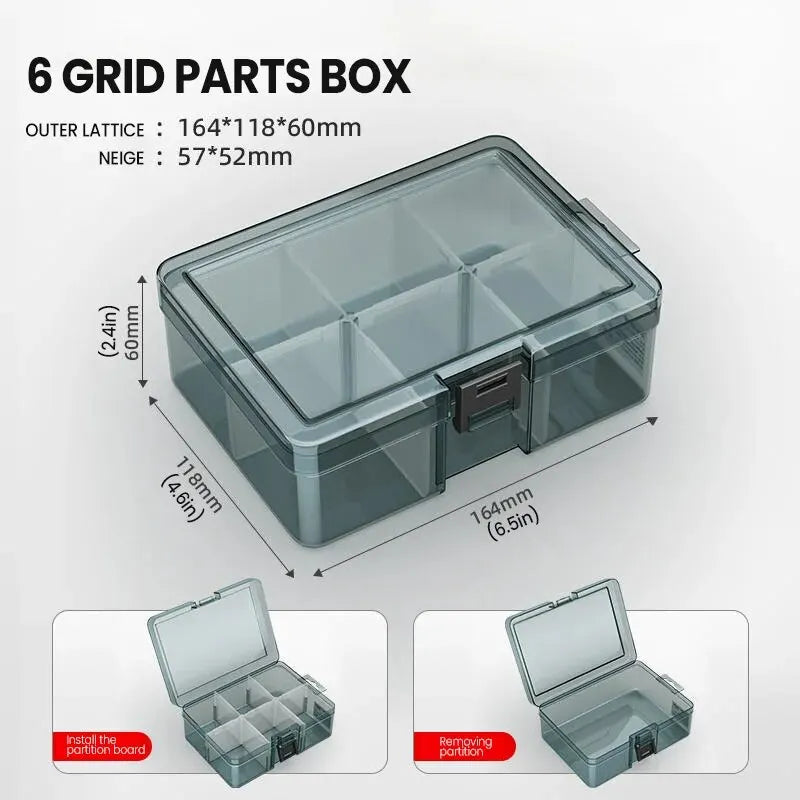 Durable Plastic Tool Parts Storage Box for Electronic Components and Drill Bit Accessories with Reinforced Grid Design