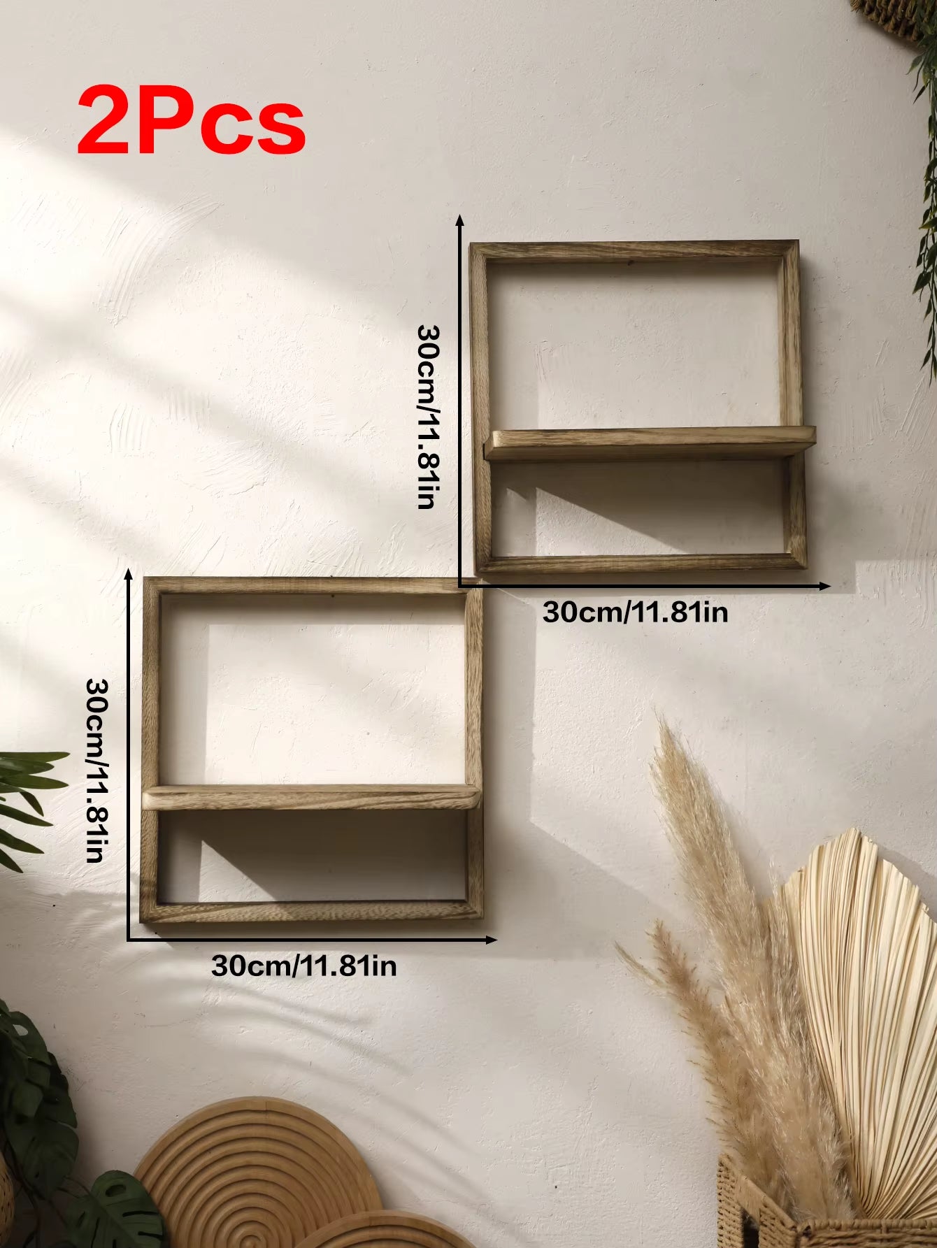 Rustic Wooden Floating Display Shelves for Wall Storage in Bedroom, Kitchen, and Bathroom