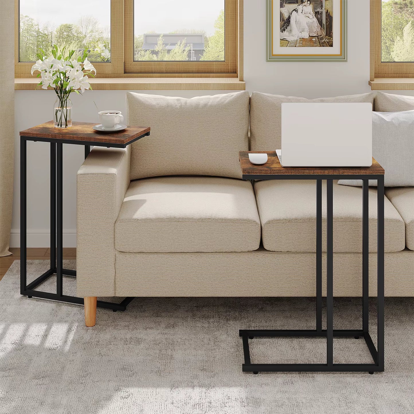 Metal Frame End Table - Versatile Side Table for Tea, Coffee, and Laptops - Stylish Nightstand for Living Room and Home Decor