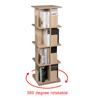 39x39x97 cm MDF 360-Degree Rotating 3-Tier Bookcase Floor Shelf for Living Room Corner Storage