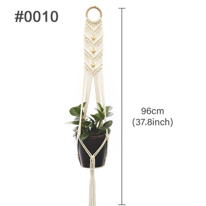 Macrame Hanging Planter - Decorative Wall Plant Holder and Flower Basket for Balcony Decor