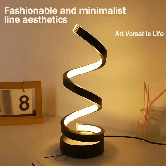 Modern Spiral Dimmable LED Table Lamp - Stylish Bedside and Nightstand Lighting for Living Room, Bedroom, and Office