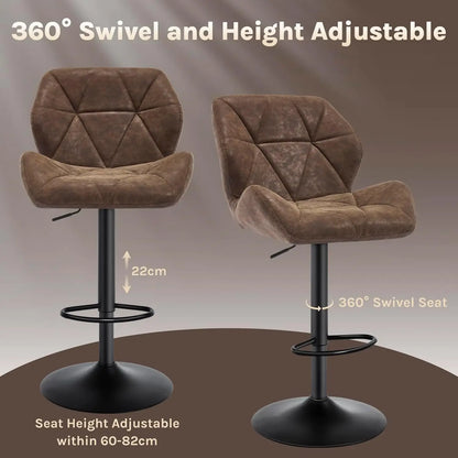 WOLTU Set of 2 Adjustable Swivel Bar Stools with Gas Lift and Steel Footrest for Kitchen Island and Dining Areas