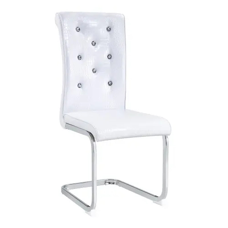Set of 4/6 Retro Faux Crocodile Leather Dining Chairs with Crystal Buckle, Upholstered Bow-Shaped Metal Legs, Ideal for Living Room and Kitchen