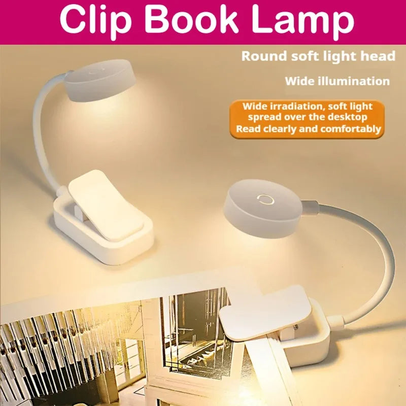 Portable LED Mini Clip Book Lamp with Eye Protection - 3 Color Options, Battery Powered Night Light for Bedside and Reading