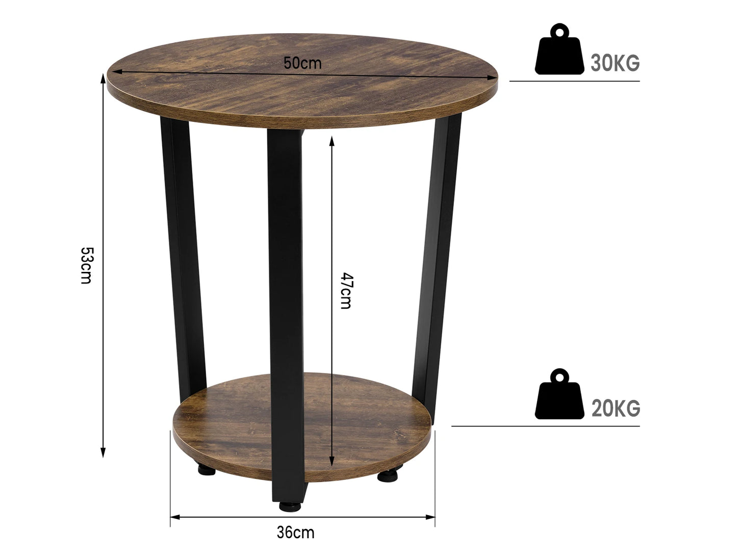 Modern Round Coffee Table with Dual Shelves - Versatile Sofa and Bedside Table for Living Room and Bedroom