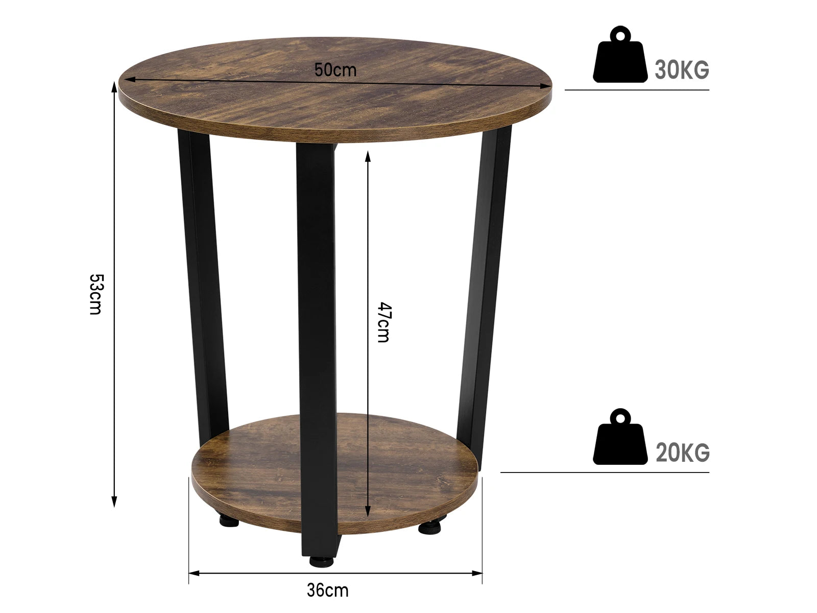 Modern Round Coffee Table with Dual Shelves - Versatile Sofa and Bedside Table for Living Room and Bedroom