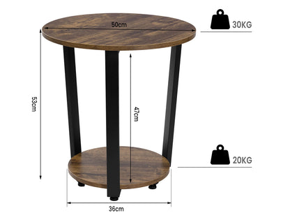 Modern Round Coffee Table with Dual Shelves - Versatile Sofa and Bedside Table for Living Room and Bedroom