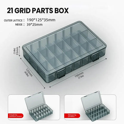 Durable Plastic Tool Parts Storage Box for Electronic Components and Drill Bit Accessories with Reinforced Grid Design