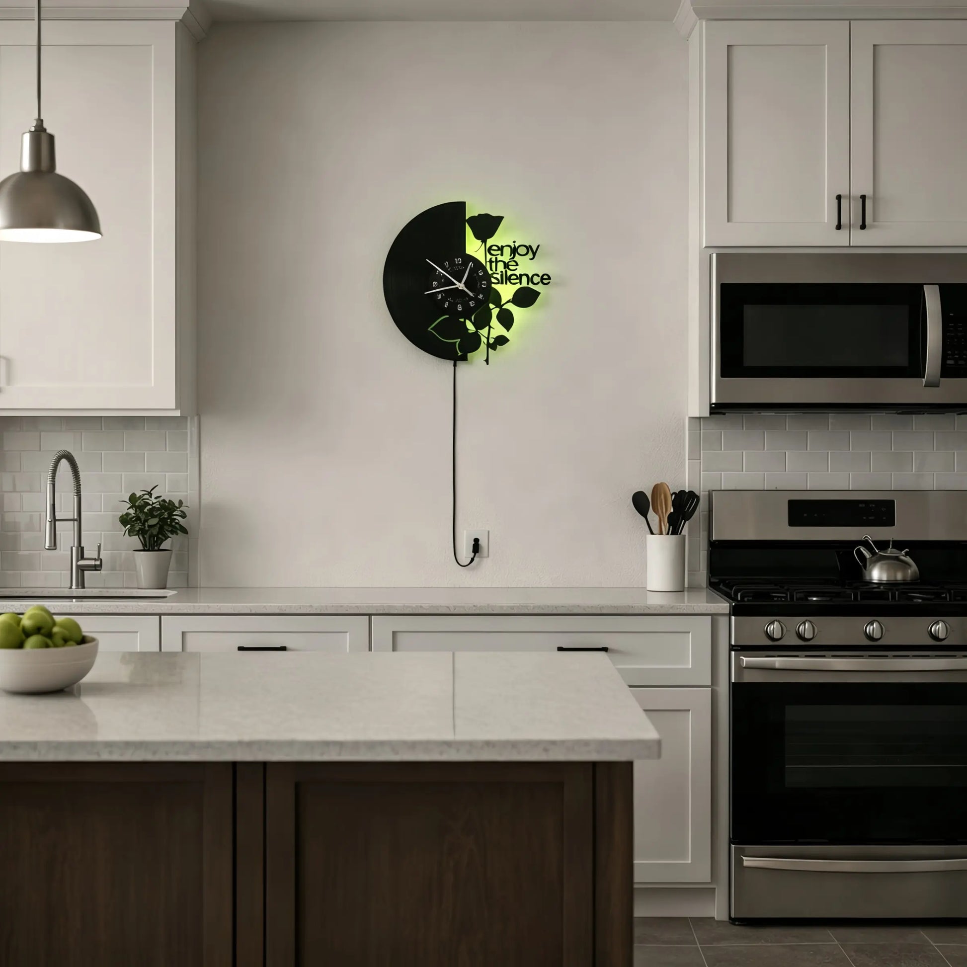 Rose-Shaped LED Vinyl Wall Clock - Modern Floral Design, Silent Operation, Ideal for Home Decor and Gift Giving