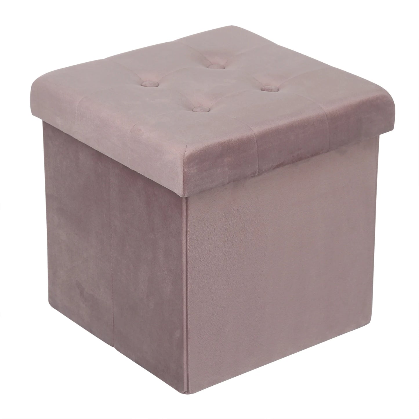 Foldable Grey Upholstered Storage Ottoman Chair and Footstool with Removable Cover