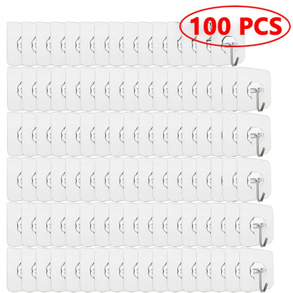 30-Piece Transparent Strong Self-Adhesive Wall and Door Hooks - Heavy-Duty Suction Cup Hangers for Kitchen and Bathroom Use