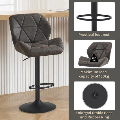 WOLTU Adjustable Swivel Bar Stool with Steel Footrest for Kitchen Island and Breakfast Dining