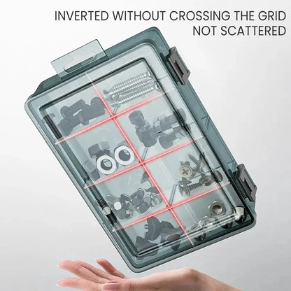 Durable Plastic Tool Parts Storage Box for Electronic Components and Drill Bit Accessories with Reinforced Grid Design