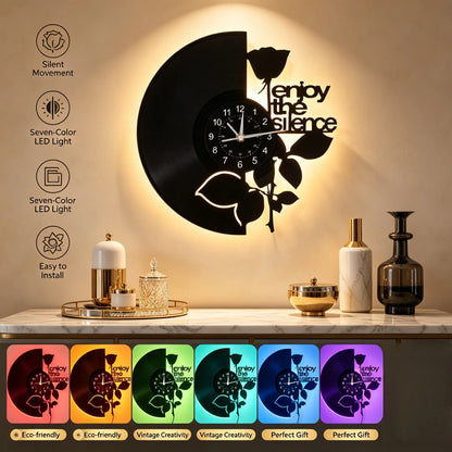 Rose-Shaped LED Vinyl Wall Clock - Modern Floral Design, Silent Operation, Ideal for Home Decor and Gift Giving