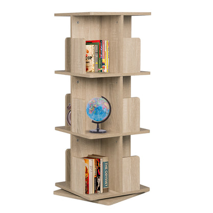 39x39x97 cm MDF 360-Degree Rotating 3-Tier Bookcase Floor Shelf for Living Room Corner Storage